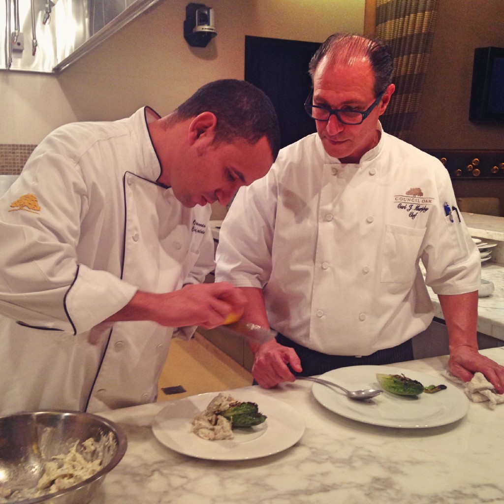 Chef Omar adds the finishing touches, grated bits of orange for an extra zest!